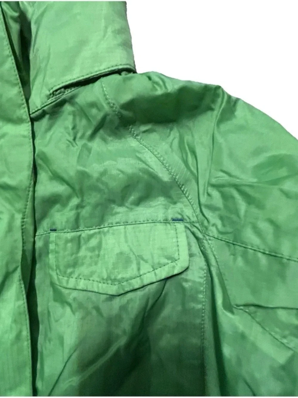 Youth Kids Lands End Green Fleece Lined Puffer Jacket Size Medium (10/12)
